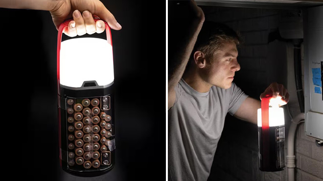 a Man Holding Battery Daddy Lantern