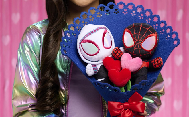 a Person Holding Marvel Valentine 14 inch Medium Plush Bouquet