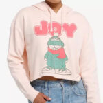 a Person Wearing Garfield Joy Pastel Pink Crop Girls Hoodie