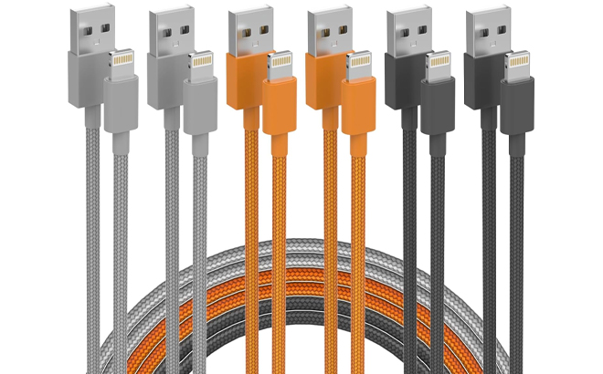 iPhone Charger Lightning Cable 6 Pack in Three Colors