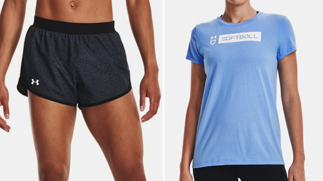 3 Under Armour Womens Shorts and Tee