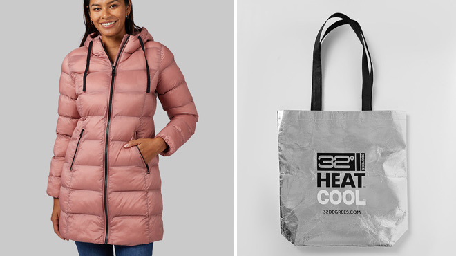 32 Degrees Womens Poly Fill Coat and a Tote Bag