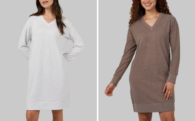 32 Degrees Womens Soft Sweater Knit Vneck Dress