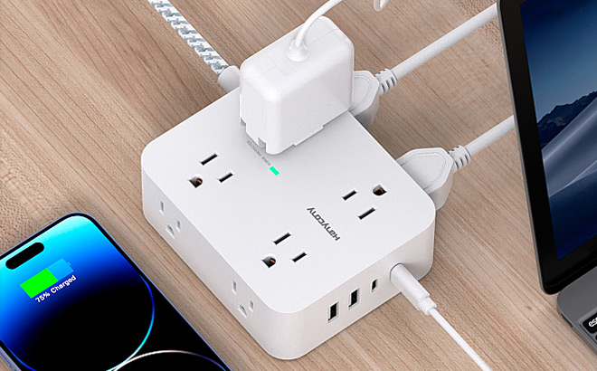 8 Outlet Surge Protector Power Strip with 4 USB Ports