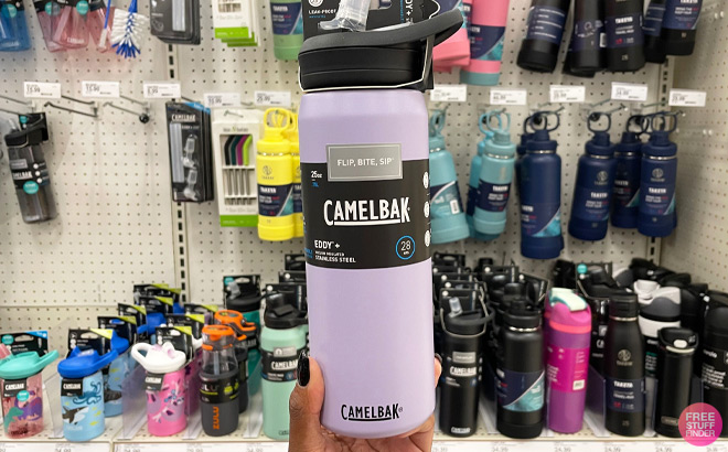 A Person Holding CamelBak 25 Ounce Vacuum Insulated Water Bottle