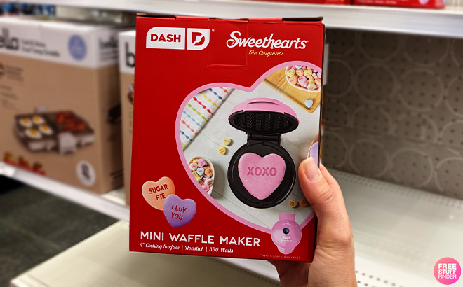 A Person Holding Dash x Sweethearts Mystery Mini Waffle Maker