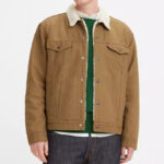 A Person Wearing the Levis Canvas Type Iii Sherpa Trucker Mens Jacket