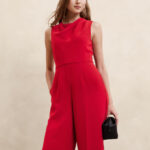 A Person wearing a Banana Republic Factory Womens Cowl Neck Jumpsuit