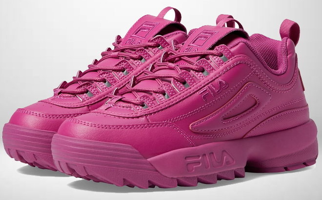 A pair of Fila Disruptor 2 Womens Shoes in Fuchsia Pink