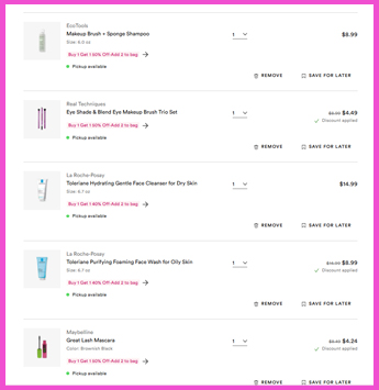 A screen shot of the checkout page for Ulta