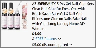 AzureBeauty 3 Piece Clear Gel Nail Glue Set Checkout Page