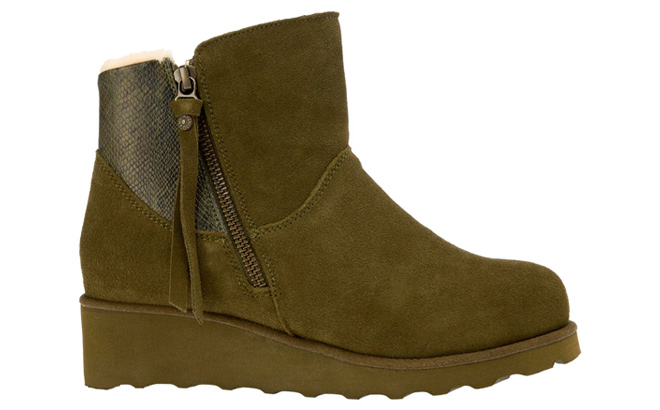 BEARPAW Stacey Suede Wedge Boot wRain Repellent