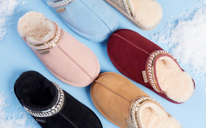 BEARPAW Tanya Suede Embellished Slipper Mule