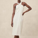 Banana Republic Factory Linen Midi Womens Dress in White