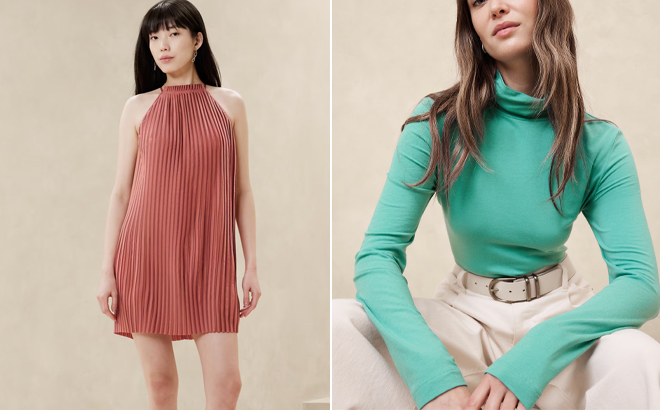 Banana Republic Factory Pleated Mini Dress and Timeless Turtleneck Top