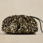 Banana Republic Factory Sequin Clutch in Black Gold Color