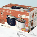 Beautiful 2 Qt Slow Cooker Set with Scrub Mommy on the Table