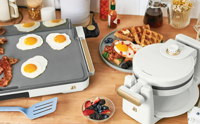 Beautiful Electric Griddle Waffle Maker Breakfast Set