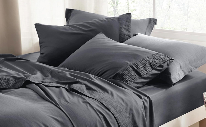 Bedsure Queen Sheets Grey Soft Sheets for Queen Size Bed