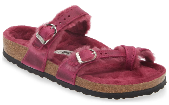 Birkenstock Mayari Genuine Shearling Lined Slide Sandals