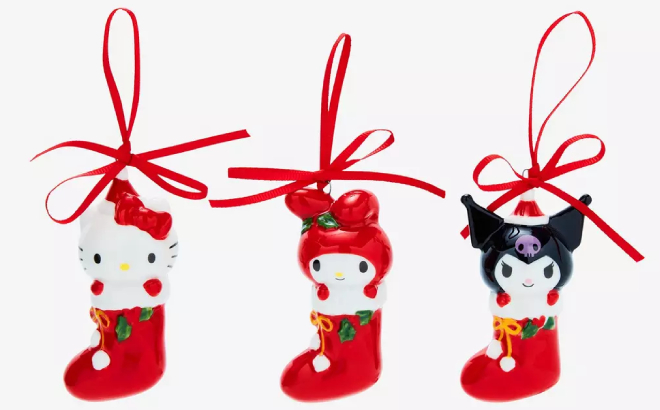 Blue Sky Hello Kitty And Friends Holiday Stocking Trio Ornament Set