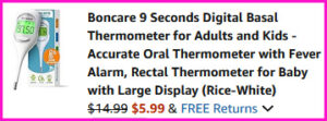 Boncare Digital Basal Thermometer Checkout Screen