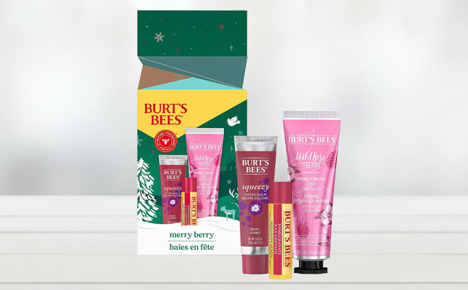 Burts Bees Kissable Color Gift Set on a Table