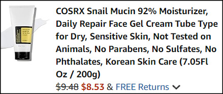 COSRX Snail Mucin 92 Moisturizer Checkout