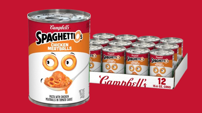 Campbell's SpaghettiOs Canned Pasta with Chicken Meatballs 12-Pack