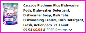 Cascade Platinum Plus Dishwasher Pods Checkout Screen