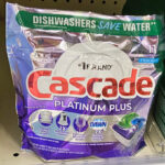 Cascade Platinum Plus Dishwasher Pods on a Shelf