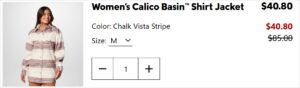 Checkout page of Columbia Womens Calico Basin Shirt Jacket