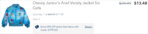 Checkout page of Girls Ariel Varsity Jacket