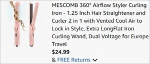 Checkout page of Mescomb Airflow Styler Curling Iron