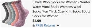 Checkout page of Pleneal Wool Socks 5 Pack