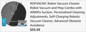 Checkout page of Ropvacnic Robot Vacuum Cleaner and Mop