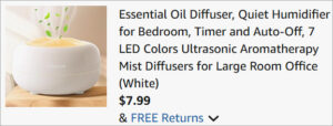 Checkout page of SimerSure Essential Oil Diffuser