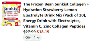 Checkout page of Sunkist Collagen Hydration Electrolyte Drink Mix 20 Pack