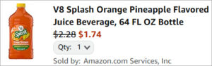 Checkout page of V8 Splash 64 Ounce Juice