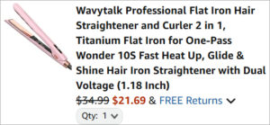 Checkout page of Wavytalk 2 in 1 Hair Straightener and Curler