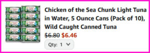 Chicken of the Sea Tuna Checkout Screen