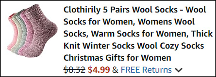 Clothirily 5 Pairs Wool Socks Checkout