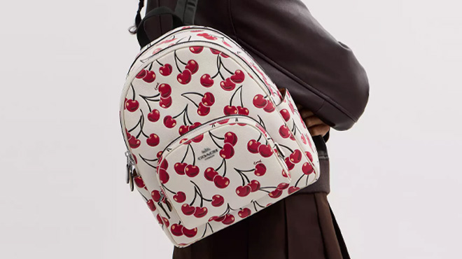 Coach Outlet Court Backpack With Cherry Print