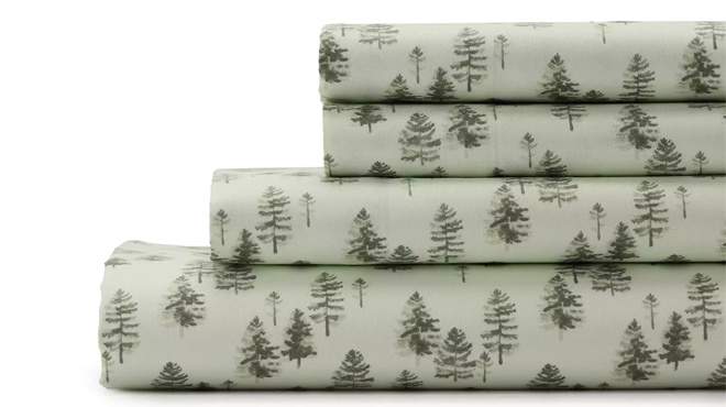 Cuddl Duds Microfiber Sheet Set in Green Trees