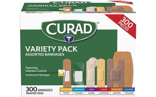 Curad Assorted Bandages Variety Pack 300 Pieces