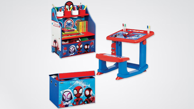 Delta Children Spidey and Friends Desk Storage Station & Fabric Toy Box