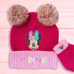 Disney Minnie Mouse Beanie and Mittens Set on a Table