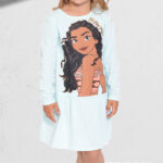 Disney Moana Toddler Girls Drop Waist Graphic Print Dress with Long Sleeves