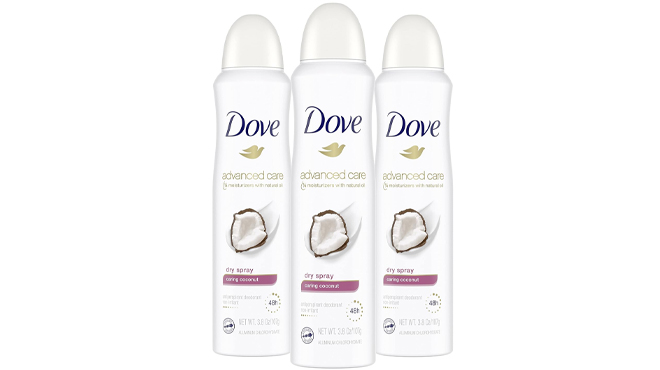 Dove Advanced Care Caring Coconut Dry Spray Deodorant 3 Pack