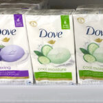 Dove Cucumber and Green Tea Soap Bar 6 Pack on a Shelf